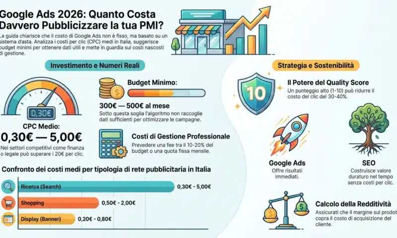 Quanto costa Google ads: la guida onesta ai prezzi reali nel 2026