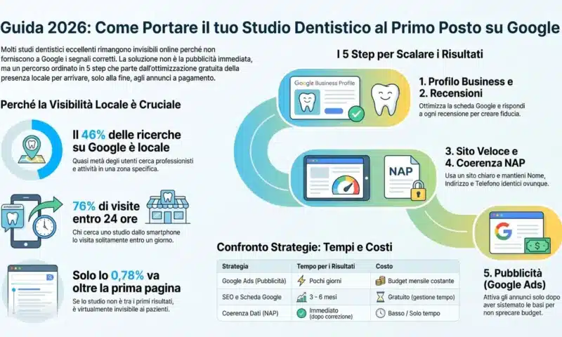 Studio dentistico primo su Google: la guida pratica per trovare nuovi pazienti