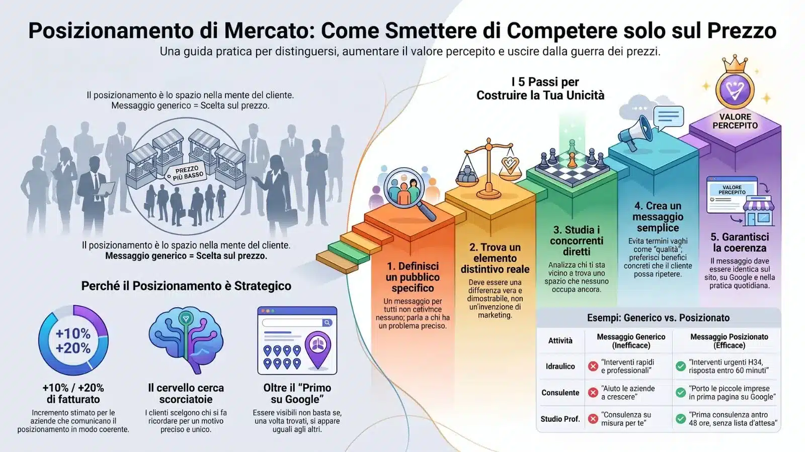 Posizionamento di mercato: come aumentare il valore percepito della propria attività per evitare la guerra del prezzo.