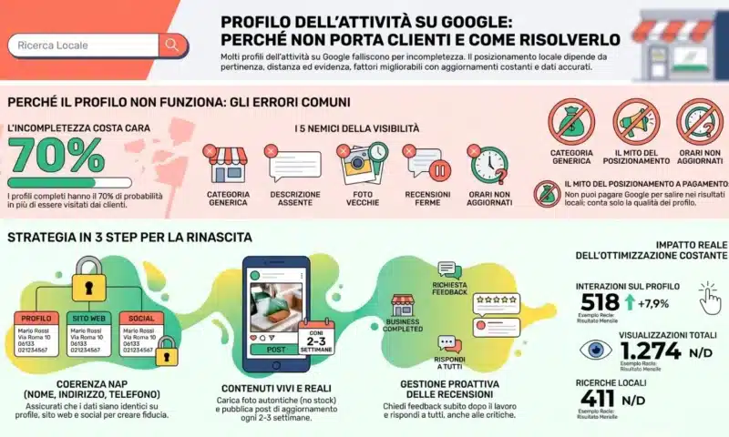 Profilo dell’attività Google: perché non porta clienti e come risolverlo in modo definitivo