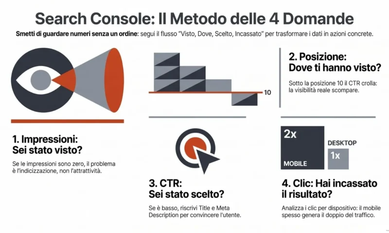 Google Search Console: le 4 metriche per leggere i report
